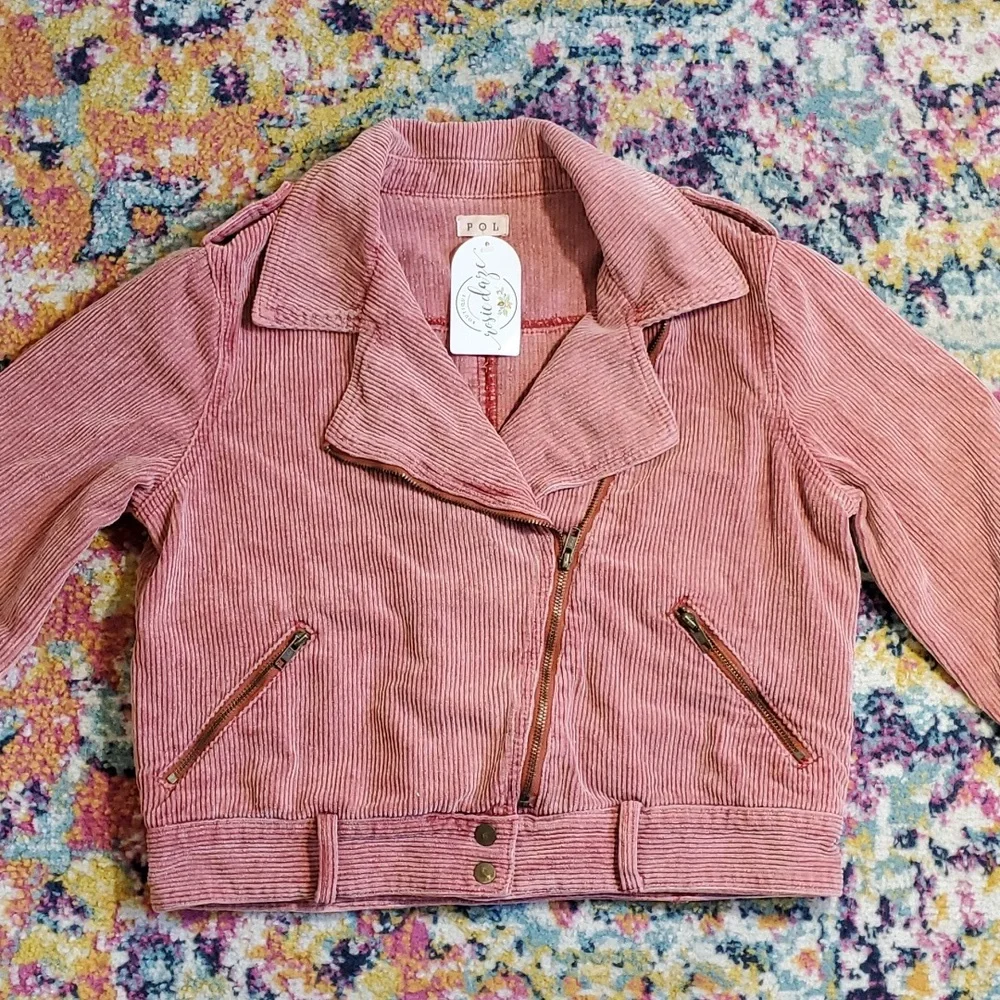 POL Pink Corduroy Cropped Bomber Utility Jacket - Picture 3 of 6